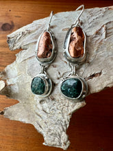 Load image into Gallery viewer, Isle Royale Greenstone &amp; Michigan Copper Earrings
