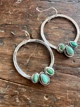 Load image into Gallery viewer, Turquoise Triple Stone Hoops
