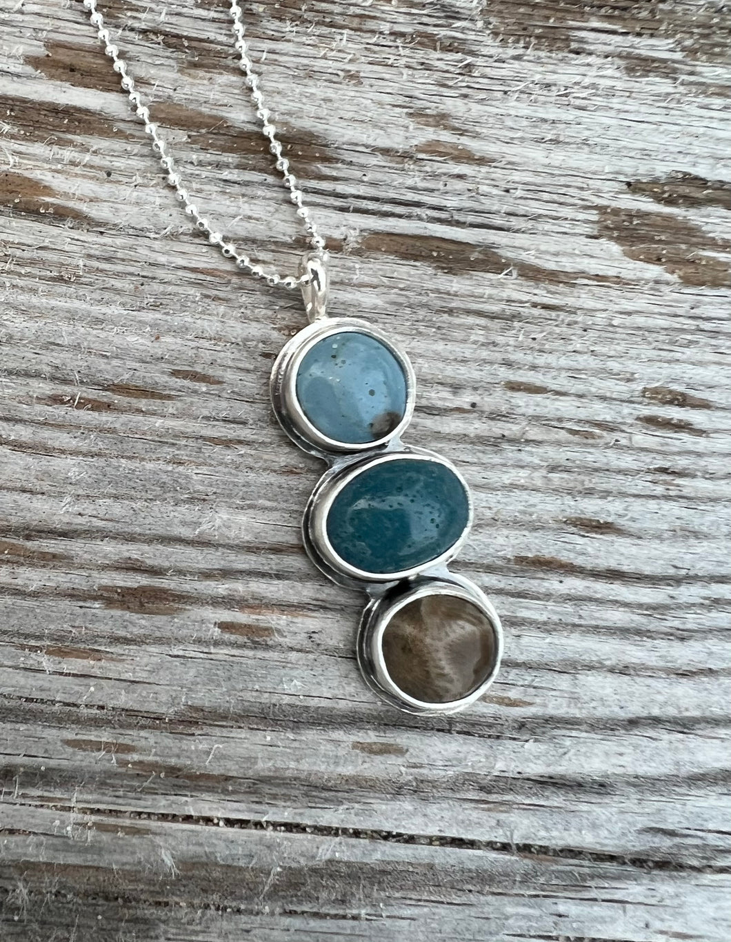 Triple Stone Cairn Necklace #1