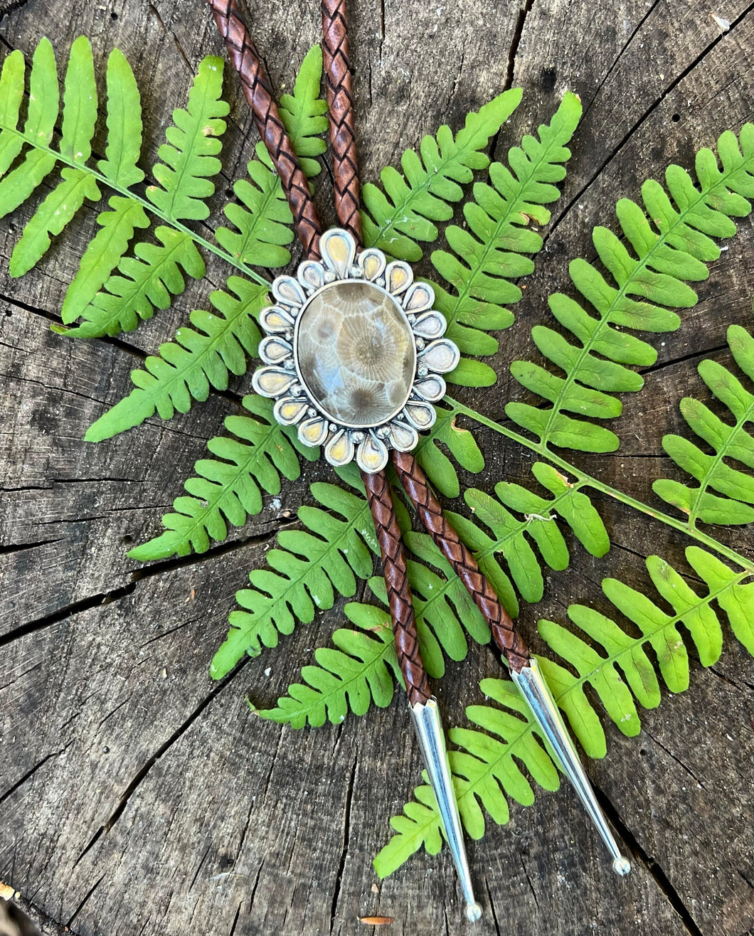 Blossom Petoskey Stone Bolo Tie