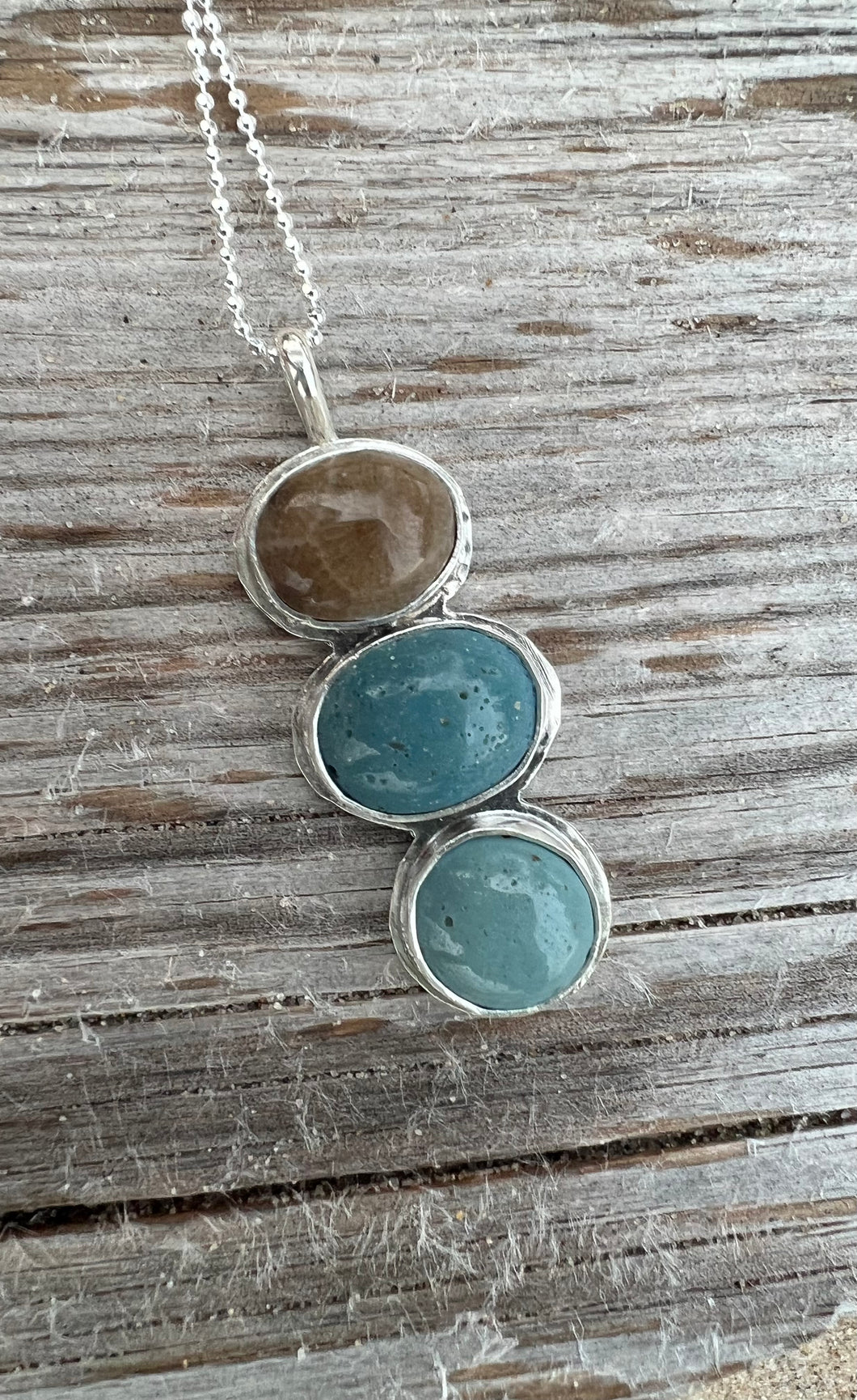 Triple Stone Cairn Necklace #4
