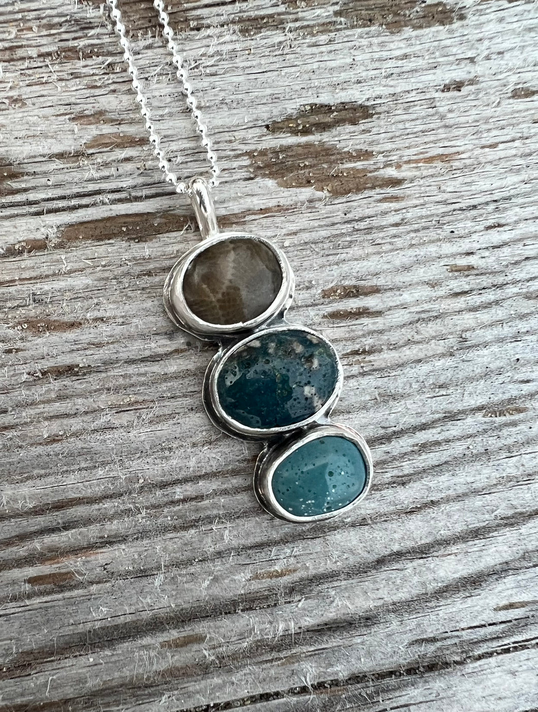 Triple Stone Cairn Necklace #2