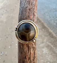 Load image into Gallery viewer, Gold Petoskey Stone Ring-Size 9.5
