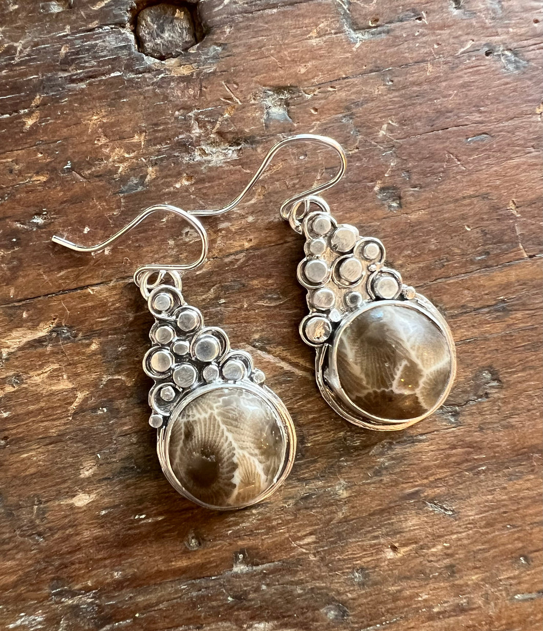 Petoskey Stone Cluster Earrings