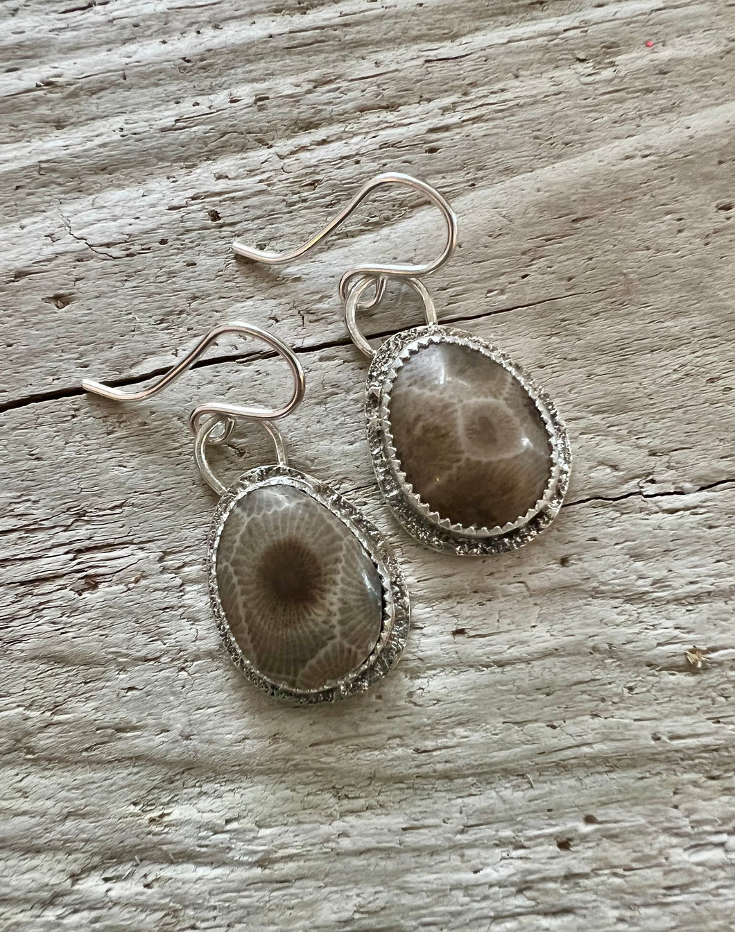 Petoskey Stone Sand Bar Earrings