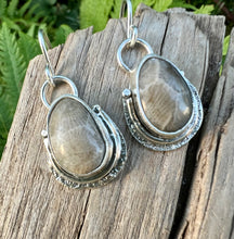 Load image into Gallery viewer, Petoskey Stone Fan Earrings
