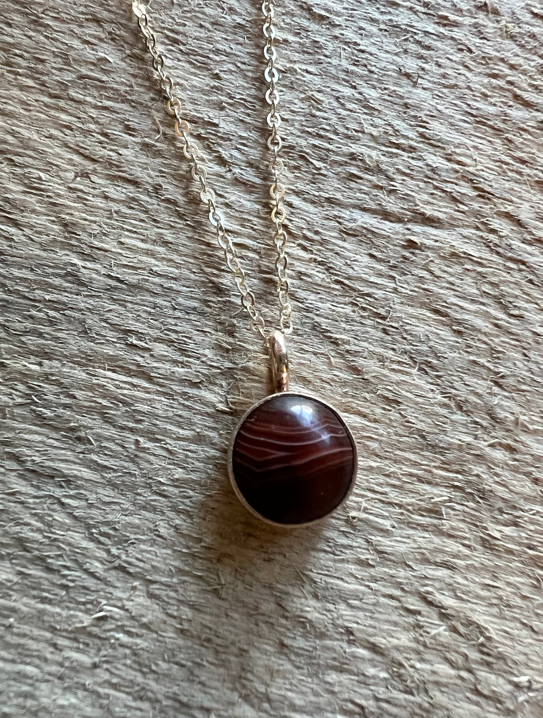 Yellow Gold Lake Superior Agate Necklace