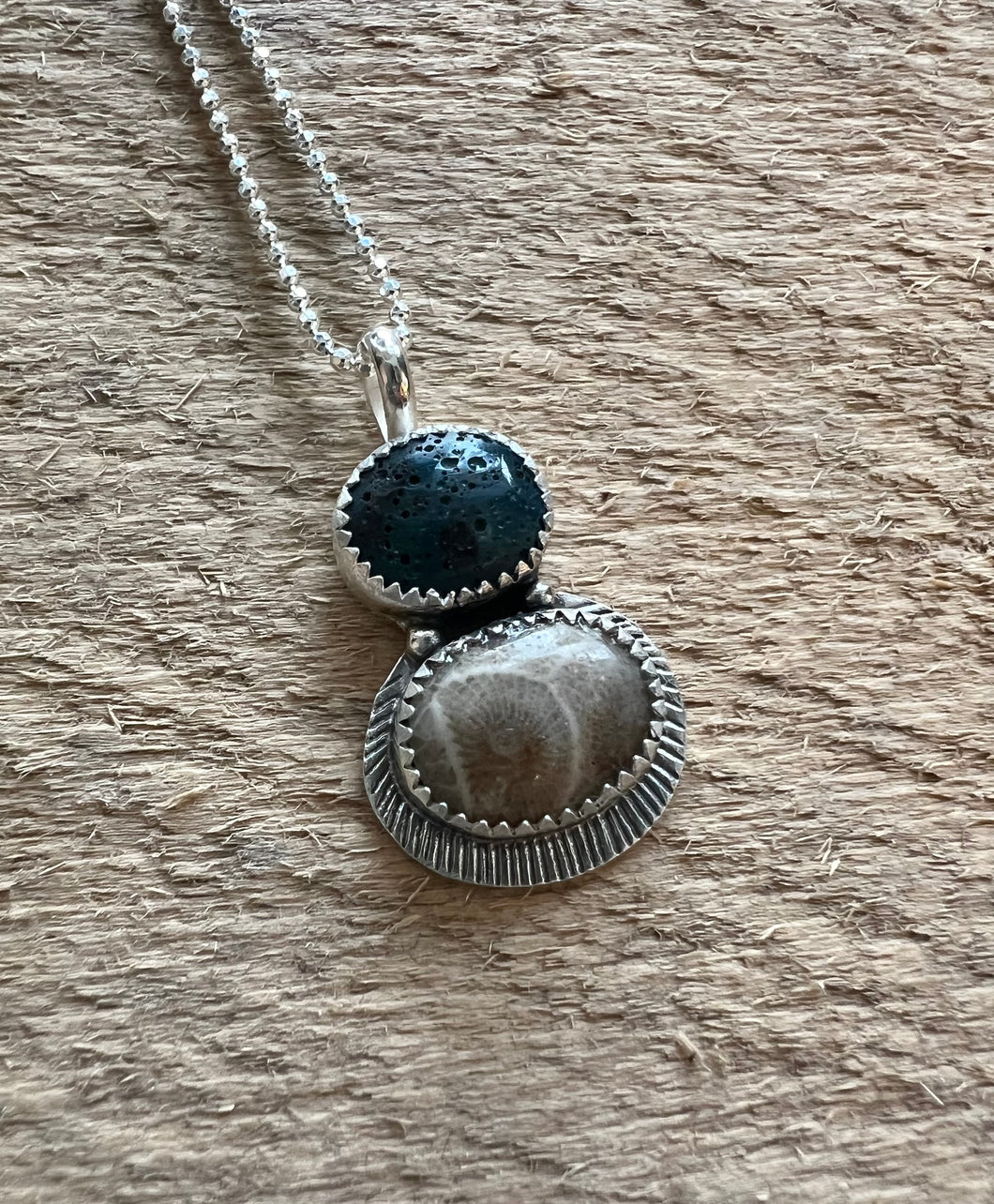 Leland Blue/ Petoskey Stone Fly Fishing Necklace