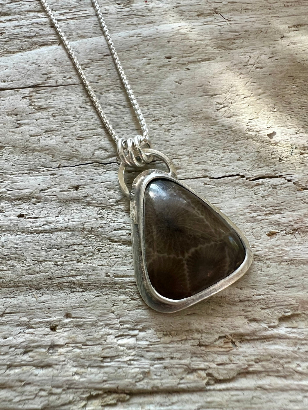 Triangle Petoskey Stone Statement Necklace