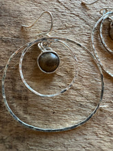 Load image into Gallery viewer, Petoskey Stone Ripple Hoops
