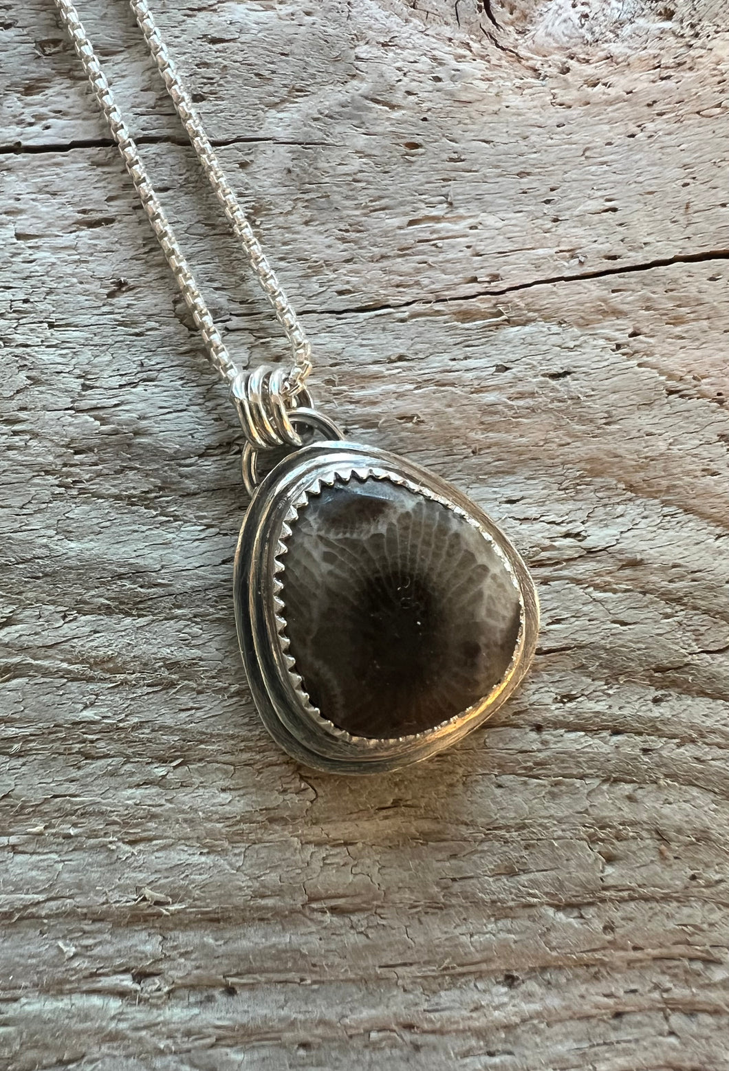Triangle Petoskey Stone Necklace