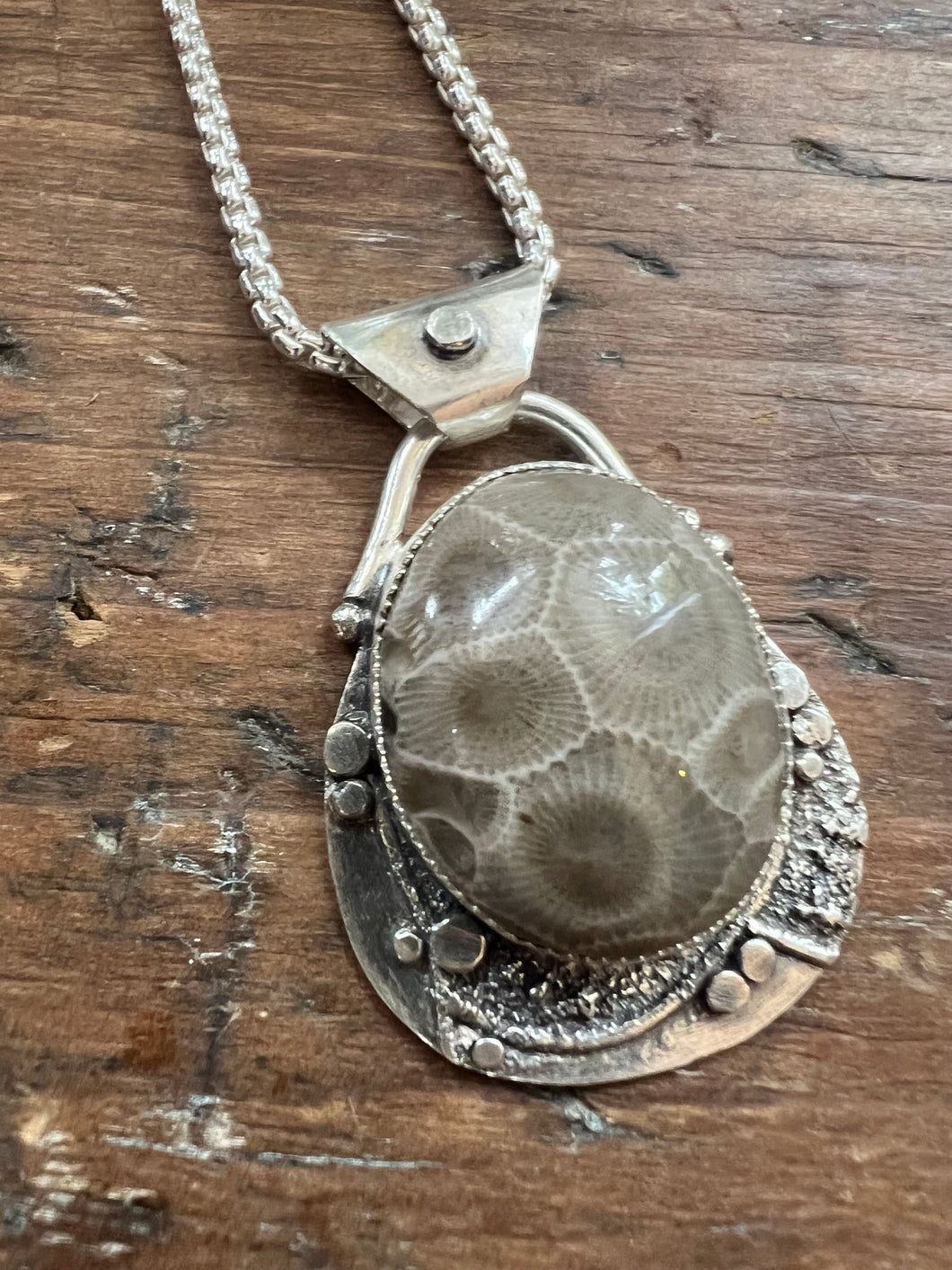 Petoskey Stone Driftwood Statement Necklace