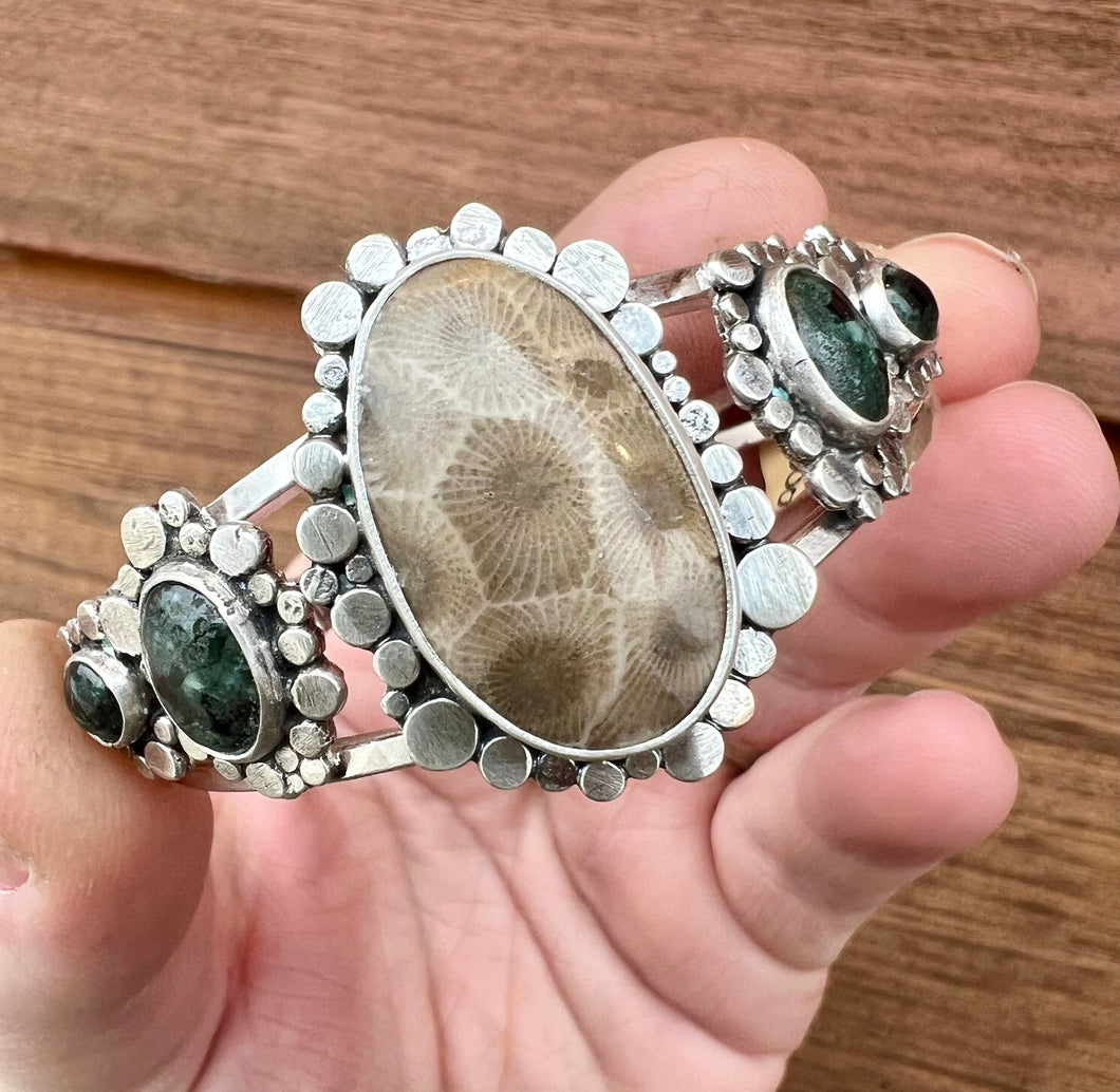 Isle Royale Greenstone & Petoskey Stone Statement Cuff