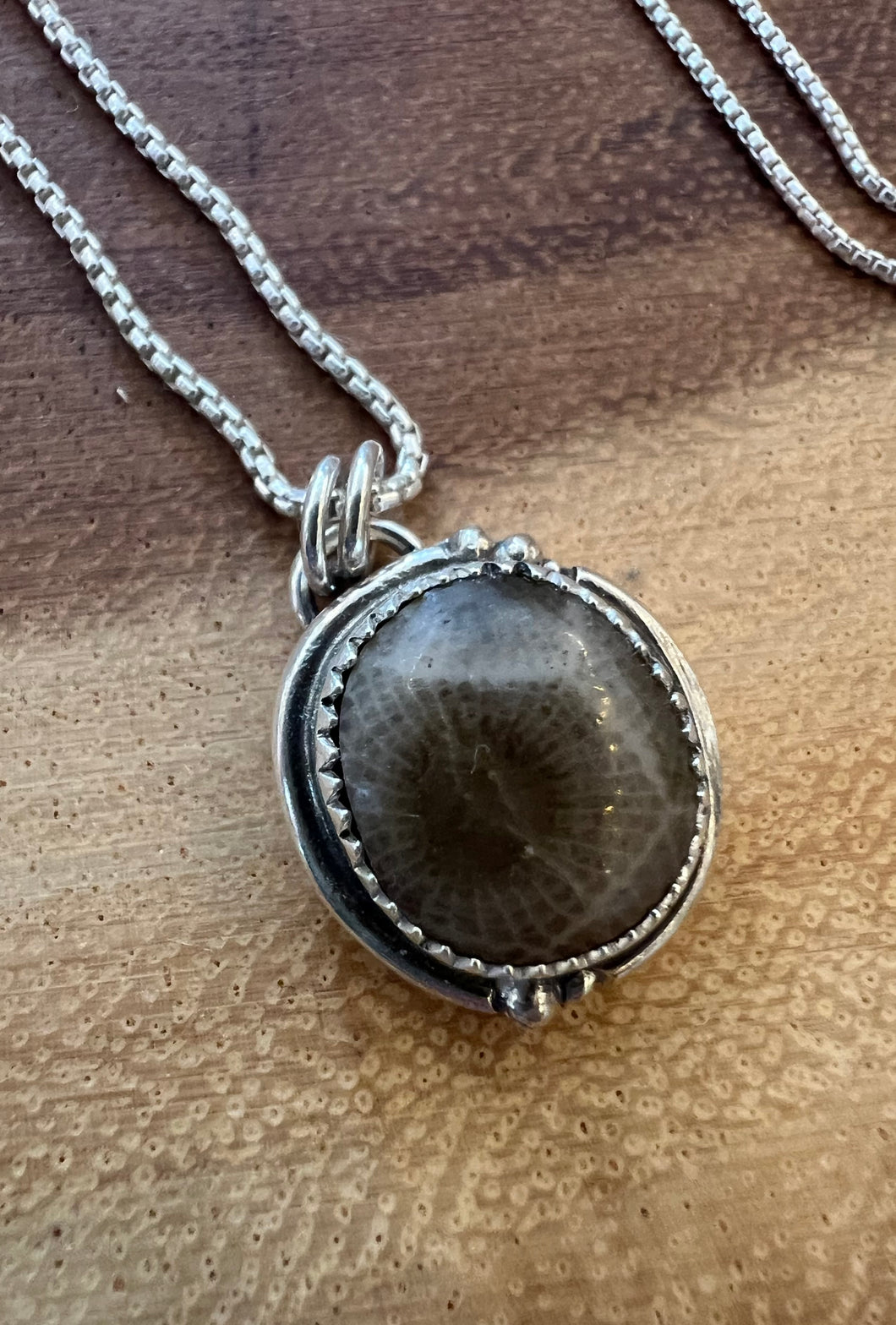 Petoskey Stone Bead & Ball Necklace
