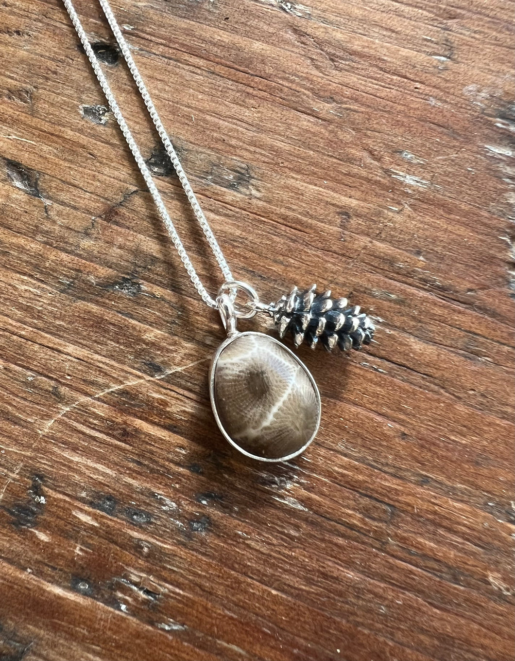 Petoskey Stone Pinecone Necklace