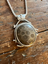 Load image into Gallery viewer, Statement Petoskey Stone Twig Necklace
