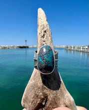 Load image into Gallery viewer, Speckled Leland Blue Feather Ring
