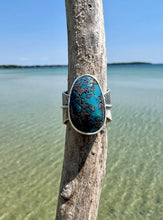 Load image into Gallery viewer, Speckled Leland Blue Feather Ring
