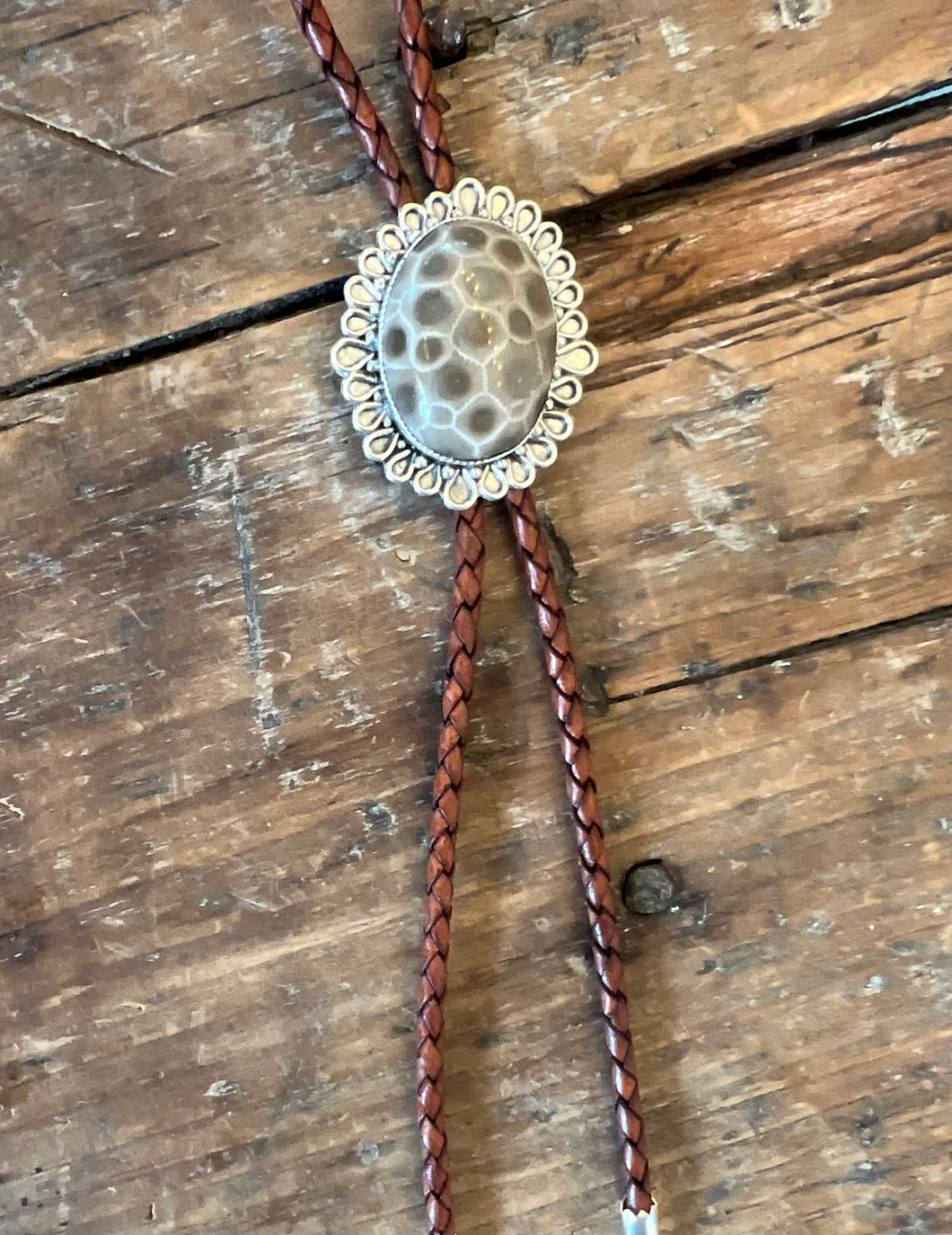Blossom Petoskey Stone Bolo Tie