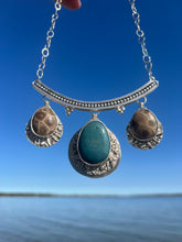 Load image into Gallery viewer, Triple Stone Leland Blue &amp; Petoskey Stone Statement Necklace
