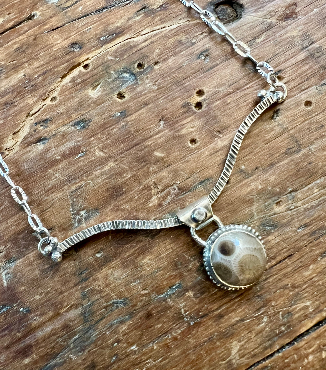 Wishbone Petoskey Stone Statement Necklace