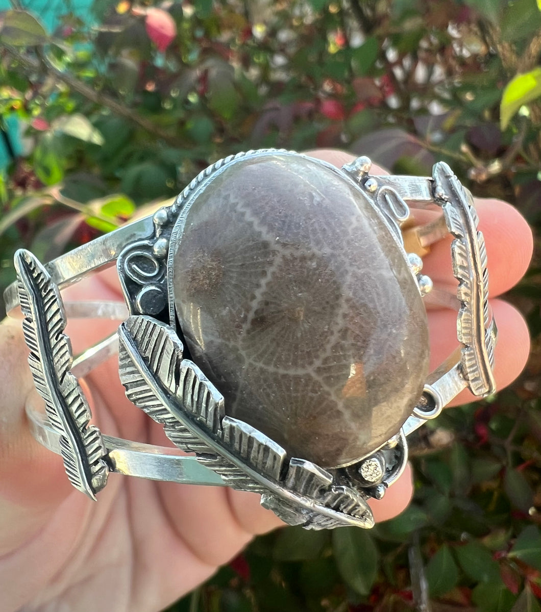 Petoskey Stone Feather Cuff