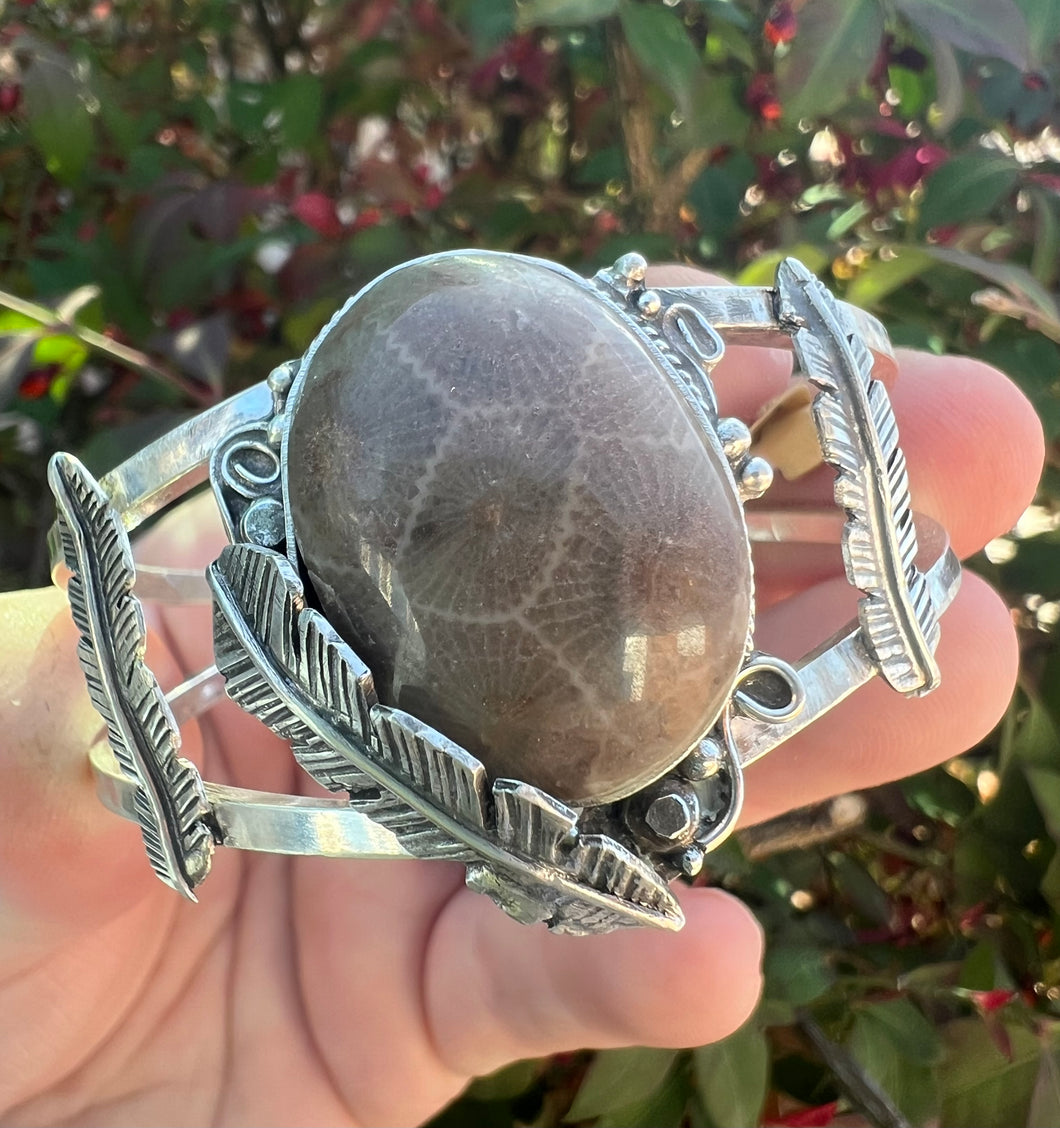 Feather Petoskey Stone Cuff