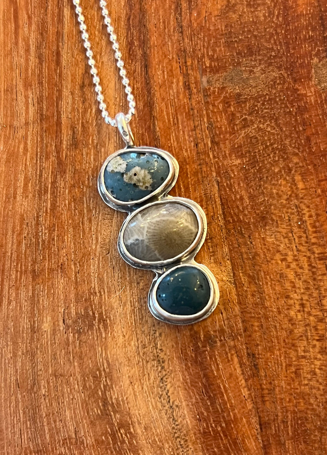 Triple Stone Cairn Necklace #3