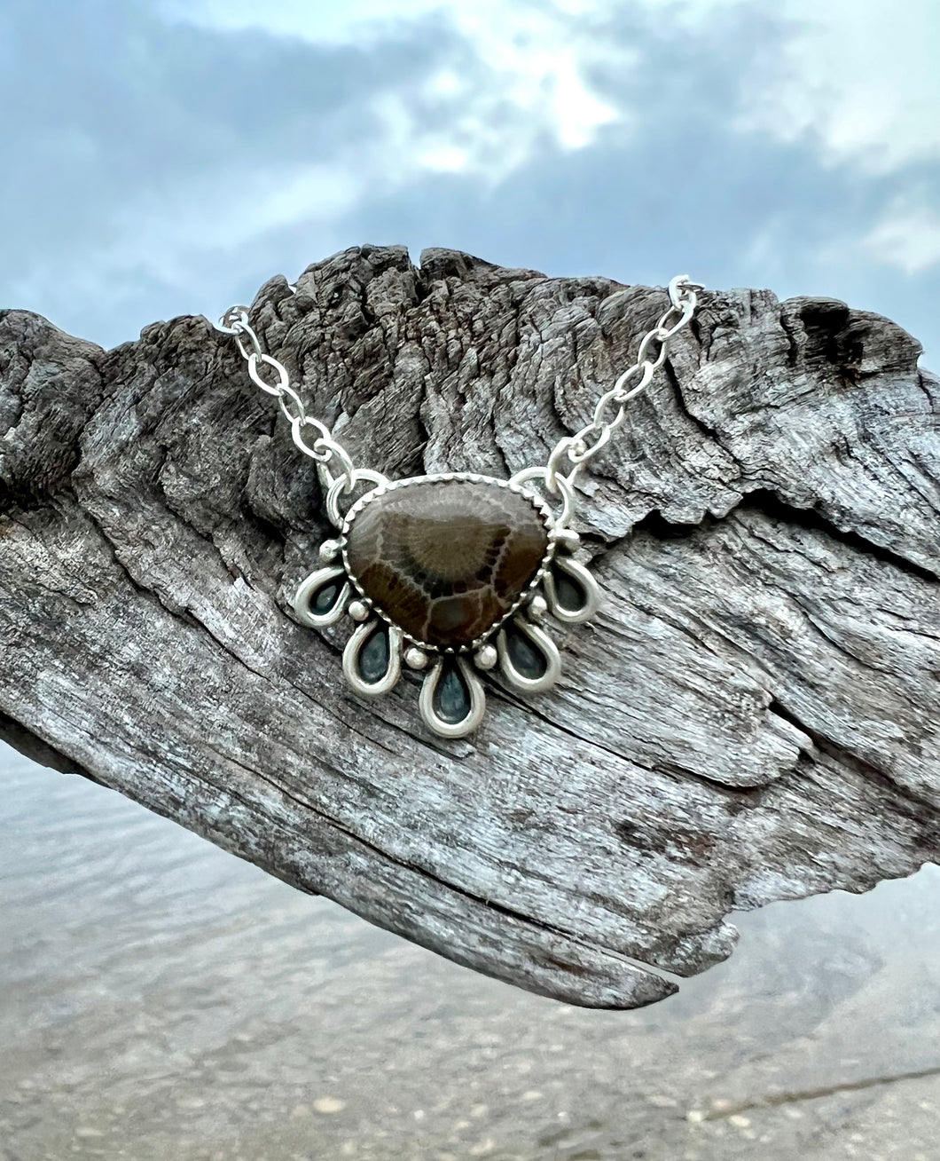 Petoskey Stone Dune Flower Necklace #2